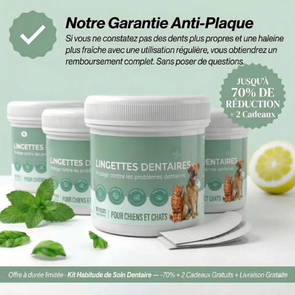 Lingettes dentaires pour chiens et chats